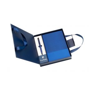 PIERRE CARDIN CHANTAL Sada linkovaného bloku a kuličkového pera v krabičce tmavě modrá